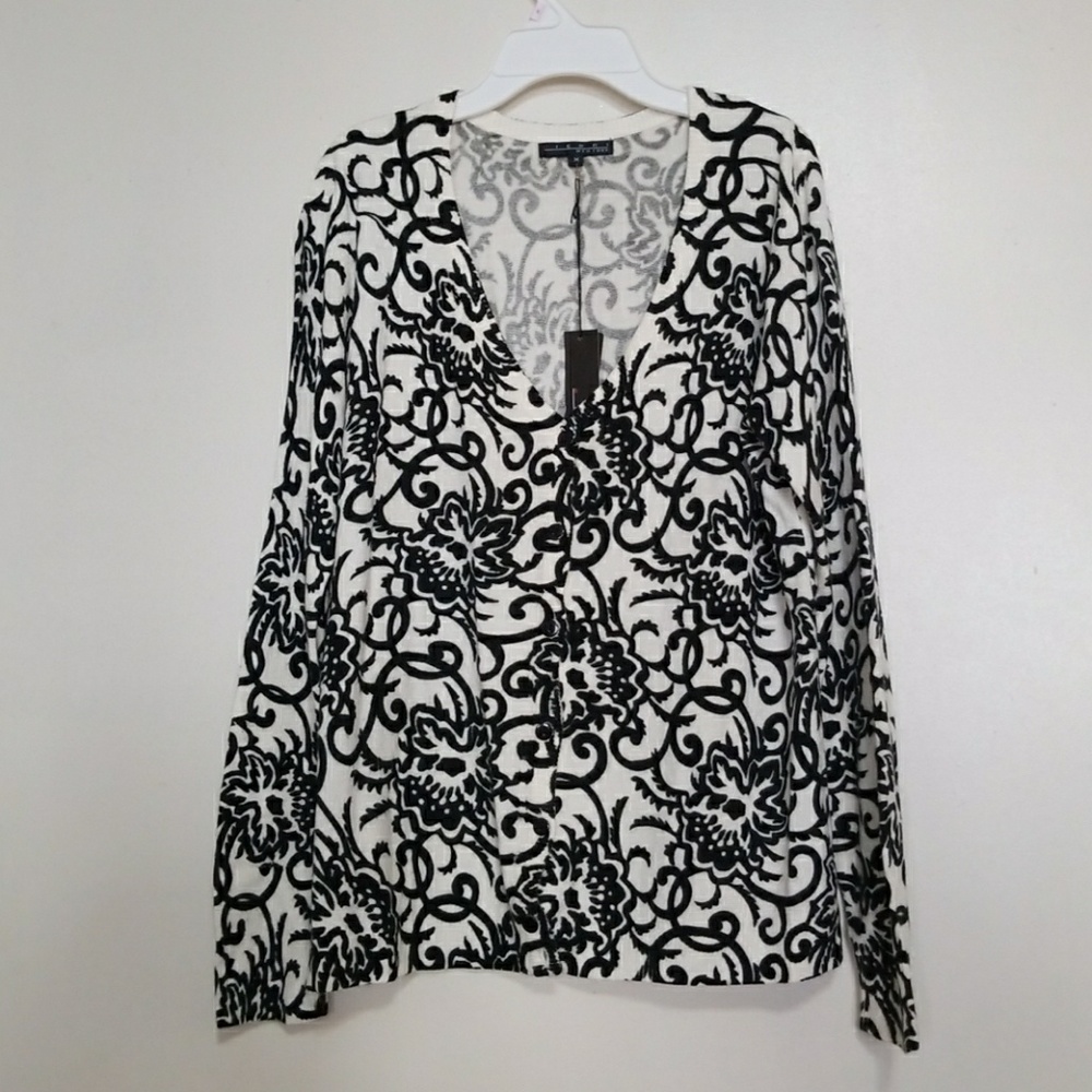 Black and White Button down Sweater